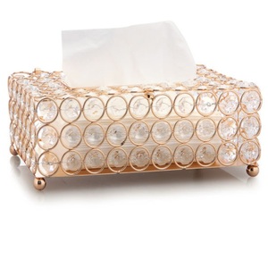 Boîte à mouchoirs décorative très vendue, porte-mouchoirs en cristal perlé finition argentée pour la décoration du salon - Product Image 5