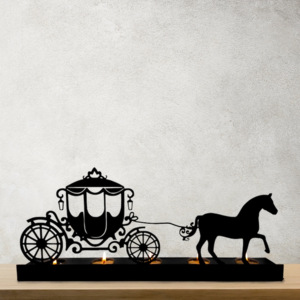 Dernier support de lumière de thé de chariot de cheval en métal personnalisé luxueux pour les décorations de maison de Pâques sur le bureau et dans le salon - Product Image 1