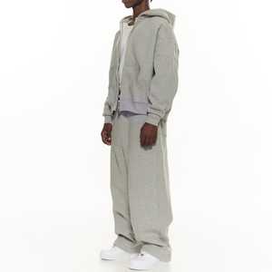 Survêtement décontracté unisexe en molleton polyester/coton personnalisé, fermeture éclair intégrale, coupe régulière, poids lourd, sweat-shirt et pantalon de jogging - Product Image 5