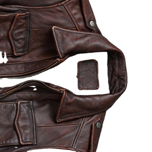 Chaqueta de Motociclista de Cuero para Hombre, Bordada, Sólida, de Alta Calidad, Cómoda, Casual, Estilo Urbano, Venta al Por Mayor - Product Image 3