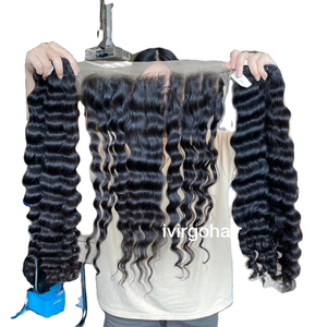 Superventas 100% grado 10A Remy cabello humano vietnamita ondulado profundo Super doble dibujado calidad piel trama extensión de trama única - Product Image 1