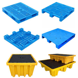 Palette en plastique robuste Euro HDPE, durable, à mailles, pour entrepôt, empilable, 3 roulettes, palette en plastique renforcée - Product Image 5