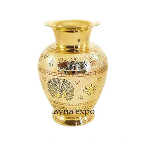 Handicraft Engraved Flower <b>Vase</b> <b>Gold</b> Platted Luxury Handcrafted Engraved Flower <b>Vase</b> Vintage Style Centerpiece of Tabletop Decor - Product Image 1