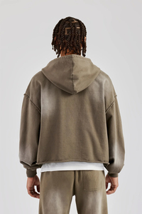 Custom Logo Men Cotton Hoodies <b>Sweatpants</b> <b>Set</b> 2 Pieces Acid Wash Jogging Sweat suit Streetwear Zipper Tracksuit - Product Image 3