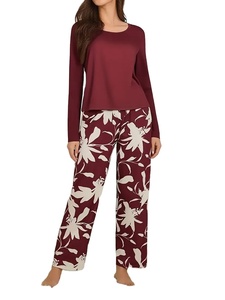 Pijama estampado de LICRA de algodón de verano para mujer, pantalones cortos de manga corta, ropa de dormir cómoda para la vida diaria con camiseta a juego, conjunto de 2 piezas - Product Image 2