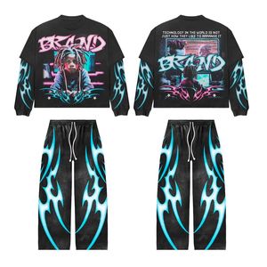 2025 personalizable peso pesado DTG lado raya pantalón Diseño de Moda de invierno con diamantes de imitación chándal serigrafía incluida - Product Image 2