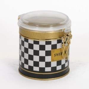 Fermoir en fil métallique 0.5L et couvercle transparent en damier Ø 90x90 boîte ronde en fer blanc pour le rangement de la cuisine - Product Image 1