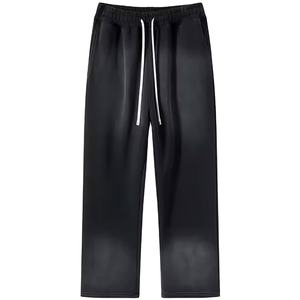 men's pants washed Acid Wash <b>Flared</b> Trouser Casual Drawstring Waist Gray Puff Print Cotton <b>Joggers</b> Flare Sweatpants Fleece 2026 - Product Image 2