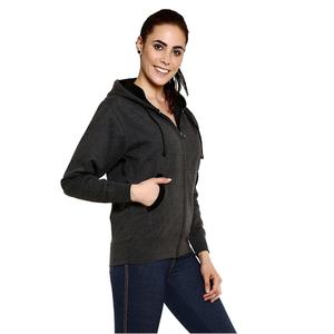 OEM-Chaqueta de invierno con capucha y cremallera para mujer, ropa de calle con logotipo personalizado, color negro, liso, 50% Algodón, 50% Poliéster - Product Image 3