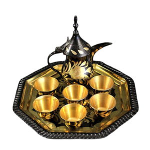 Service à thé vintage en laiton pur avec gravure, peinture noire et finition polie pour la maison et la cuisine des restaurants, ensemble à café en métal - Product Image 5