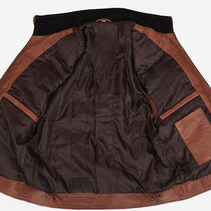 Diseñe su propia chaqueta de cuero de invierno para hombre con cuello levantado de manga larga de alta calidad al mejor precio - Product Image 5