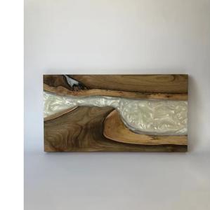 Bandeja de servicio moderna de resina de madera con impresionante diseño de ágata - Product Image 5