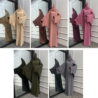 Abayas pour Femmes Manches Chauve-Souris Monopièce Robe de Prière Hijab Femme Musulmane Kimono Caftan Robe Long Khimar Vêtements Islamiques Jilbab