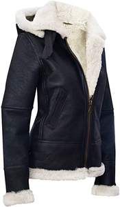 Blouson aviateur B3 en cuir véritable pour femme, avec capuche amovible, style hiver, fourrure Sherpa, veste en cuir décontractée, OEM - Product Image 4