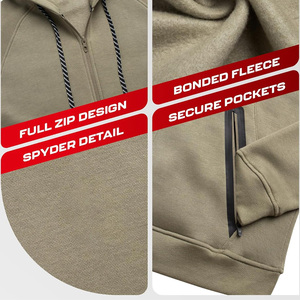 Sudadera con capucha y cremallera de fabricante OEM para hombre, tela transpirable con impresión de logotipo de ajuste personalizado y soporte de etiqueta privada - Product Image 4