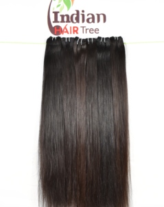 Extensions de cheveux humains vierges indiens de style tissage naturel non traité 100% Remy, couleur noire droite pour femmes - Product Image 2