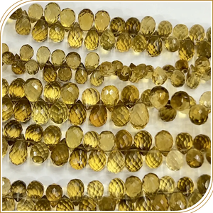 AAA พลอยควอตซ์ขนาด8นิ้วจากธรรมชาติขนาดเส้นใยเบียร์ควอตซ์เพชรพลอย briolette ขนาด5ถึง6มม. สำหรับการทำเครื่องประดับ - Product Image 1