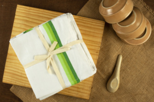 Luxury Green <b>Microfiber</b> Kitchen <b>Towel</b> Quick-Dry Woven Herring Bone Design Sustainable Home Beach Car-Cotton Recycled - Product Image 2