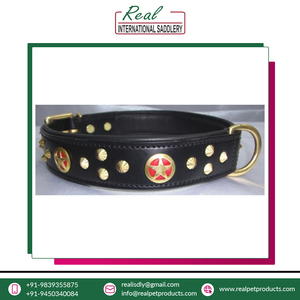 Collar de perro de cuero puro ajustable de calidad óptima remaches de patrón de animales diseño personalizado apto para mascotas a un precio razonable - Product Image 2