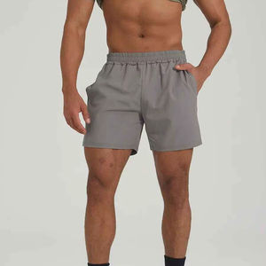 Pantalones Cortos Deportivos Casuales Sólidos, Talla Estadounidense, Secado Rápido, Algodón y Poliéster, Bolsillo Lateral, para Gimnasio, Correr, Fitness, para Hombre - Product Image 1