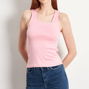 <b>Top</b> Quality Women's Cotton Knitted tank <b>Top</b> Wholesale Sleeveless Summer <b>Crop</b> Gym Yoga Wear Custom Design logo Printing Quick Dry - Product Image 1