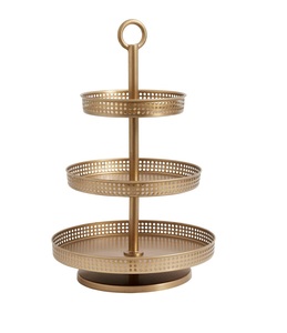 Soporte para pasteles de aluminio con acabado antiguo con artesanía de lujo perfecta para exhibir pasteles en mesas de postres de lujo - Product Image 1