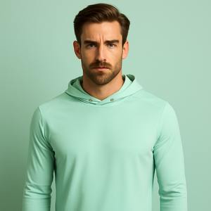 Sweat à capuche de performance pour homme, respirant, anti-humidité, antibactérien, imperméable, UPF 50+, séchage rapide, bambou, élasthanne, avec trou pour le pouce - Product Image 6