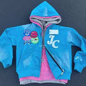 เสื้อฮู้ดดี้ทรงบ็อกซี่แบบครอป ผ้าเทอร์รี่หนานุ่ม 100% ผ้าฝ้ายแท้ ซักย้อมสีแบบแอซิดวอช  แบบมีฮู้ดสามชั้น ซิปคู่  สำหรับผู้ชาย ผลิตตามแบบ OEM - Product Image 5