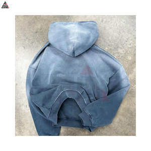 Ensemble jogging et sweat à capuche unisexe en molleton 100 % coton délavé à l'acide pour homme, avec logo personnalisé sur le devant, survêtement d'hiver léger de haute qualité - Product Image 2