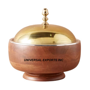 Olla de madera con acabado Natural, cazuela hecha a mano de excelente calidad, tamaño personalizado, nuevo calentador de alimentos de Metal - Product Image 1