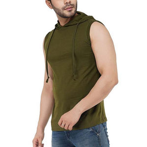 Men's Winter Workout <b>Sleeveless</b> Fleece <b>Hoodie</b>-Lightweight Breathable Embroidered Customized Colors Logo Oversized Fit Gym - Product Image 4