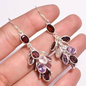 Pendientes colgantes clásicos de Plata de Ley 925, joyería colgante fina con piedras preciosas mixtas - Product Image 2