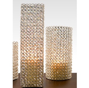 Handmade Crystal Beaded <b>Tealight</b> Votive Holder for Home and Christmas Tabletop Decorative Gold Candle Votive - Product Image 1