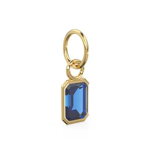 Colgante de Oro Amarillo de 14k con Zafiro Azul Corte Esmeralda, Hecho a Mano, Joyería de Septiembre con Perla y Gema Azul - Product Image 6