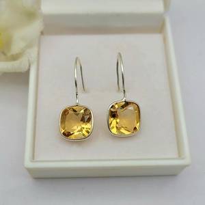 Boucles d'oreilles en citrine, argent sterling 925, bijoux faits à la main, pierre de naissance de novembre, cadeau pour femmes, vente en gros - Product Image 1
