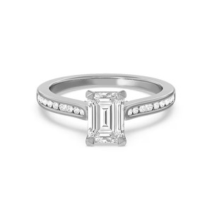 Anillo de Compromiso con Diamante Cultivado en Laboratorio, Corte Esmeralda, 1 Ct, F-VS2, en Oro Sólido de 14K Pulido, Producto Elegante con Facetas de Corte Limpio - Product Image 2