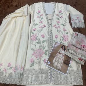 High on Demand Chinnon <b>Silk</b> Salwar Suit Real Chinon with Embroidery Sequence Work Salwar Suit for Worldwide Export - Product Image 5