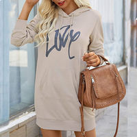 Robe à capuche élégante pour femmes avec logo personnalisé OEM ODM, sweat-shirt graphique décontracté à épaules tombantes pour femmes