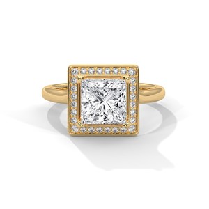 2.0ct Princess Cut Moissanite Halo <b>Solitaire</b> <b>Ring</b> 925 Sterling <b>Silver</b> Engagement Band - Product Image 2