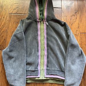 Sudadera con capucha de gradiente lavado Retro de gran tamaño de 350gsm para hombre - Product Image 3