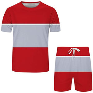 Camiseta con estampado y pantalones cortos personalizado para hombre, conjunto de dos piezas de verano, 2023 - Product Image 2