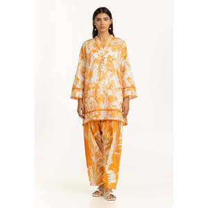 ชุดลำลอง IUSTTS-1104 สำหรับสุภาพสตรี ผ้าเครปพิมพ์ลาย แขนสามส่วน เสื้อครอปสั้น สำหรับฤดูใบไม้ผลิ/ฤดูร้อน - Product Image 2