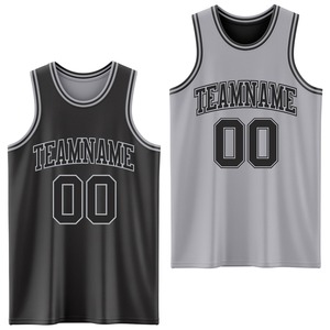 Directement de la marque Engro Sports Printing Maillot de basket-ball à sublimation double face réversible noir gris personnalisé - Product Image 1