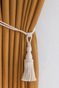 <b>Curtain</b> Tie Back, <b>Curtain</b> Tassel <b>Tiebacks</b>, Luxurious Ivory Tie-Back With Tassels, Cream Holdbacks Macrame - Product Image 1