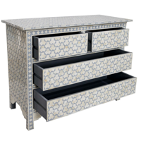 Nouvelle conception de commode à tiroirs en incrustation d'os, motif floral multicolore, dessus de table en incrustation d'os/nacre, commode à tiroirs à prix bas