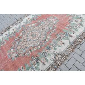 Alfombra turca Vintage de 5,3x9 pies, diseño de retales de lana rojo y Beige, área grande, pasillo rectangular para sala de estar, dormitorio, látex nuevo - Product Image 5