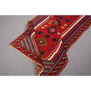 Rug, 3.37x6.1 ft Turkish Rug, <b>Red</b> Floral Rug <b>Wool</b> - Product Image 4