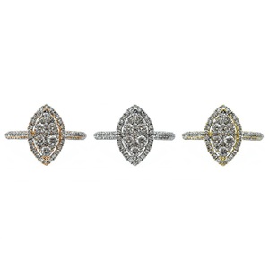 Chine Usine Bijoux Personnaliser Haute Qualité 18k Solide Or Blanc Réel Diamant Anneau Rond Marquise Cluster pour Cadeau - Product Image 4