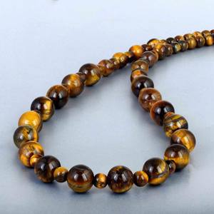 Collar de Cuentas de Ojo de Tigre de Alta Calidad para Mujer, Color Marrón, 20 Quilates, Certificado IGI, Joyería de Piedras Preciosas Naturales, ZUBEDA GEMS JEWELRY - Product Image 3