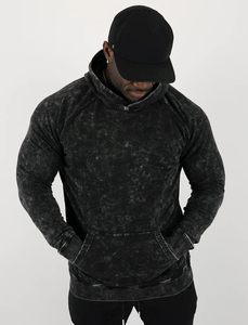 เสื้อฮู้ดล้างกรดสำหรับผู้ชายเสื้อฮู้ดซักกรดแบบวินเทจ - Product Image 2